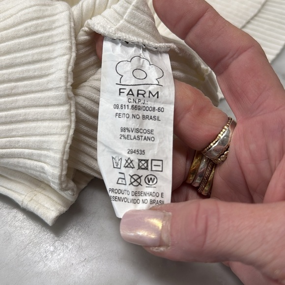 Farm Rio Cream Ribbed Flutter Sleeve Crop Top P(XS) - Picture 10 of 12